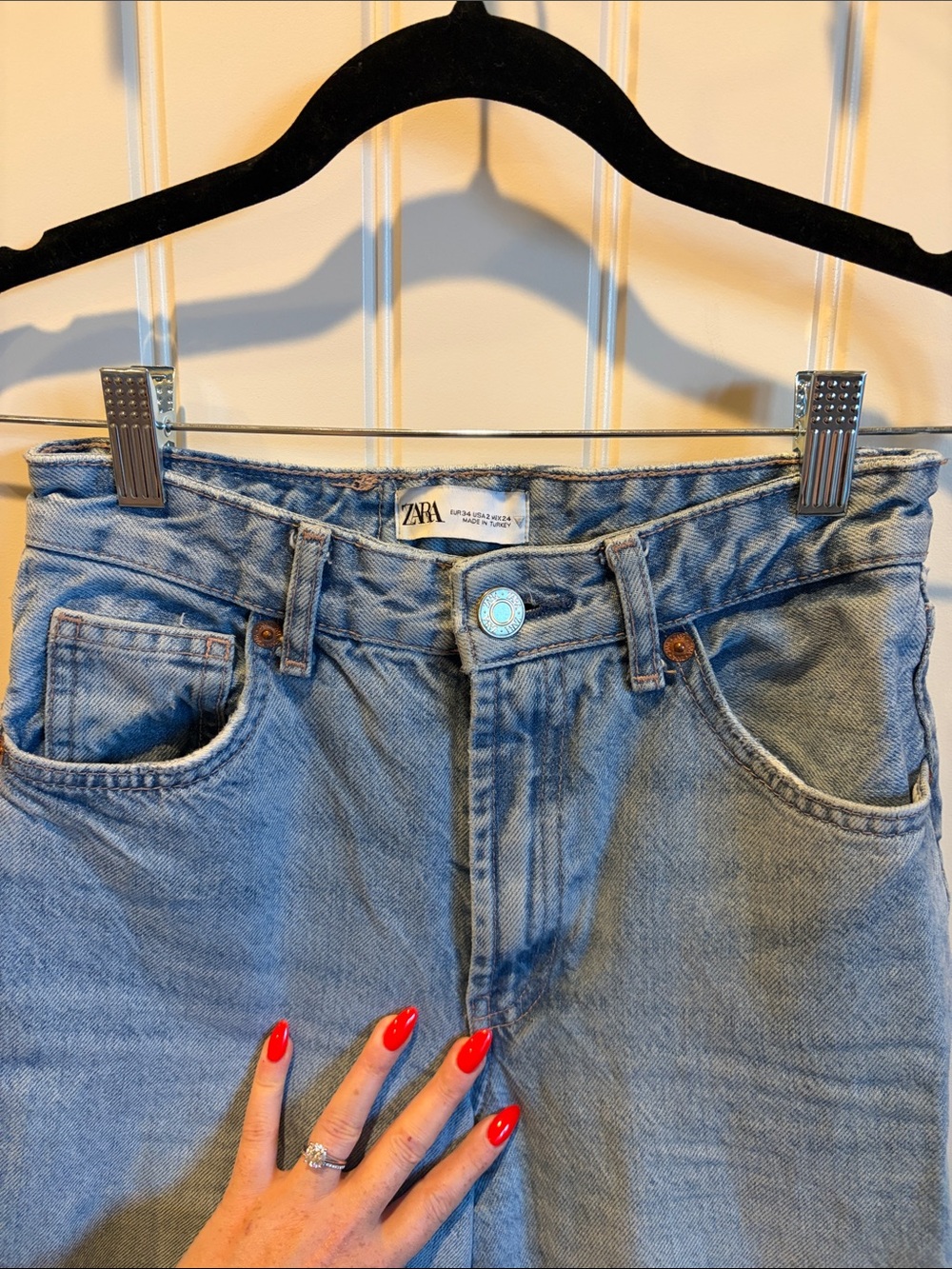 ZARA Light Wash High-Rise Straight Jeans